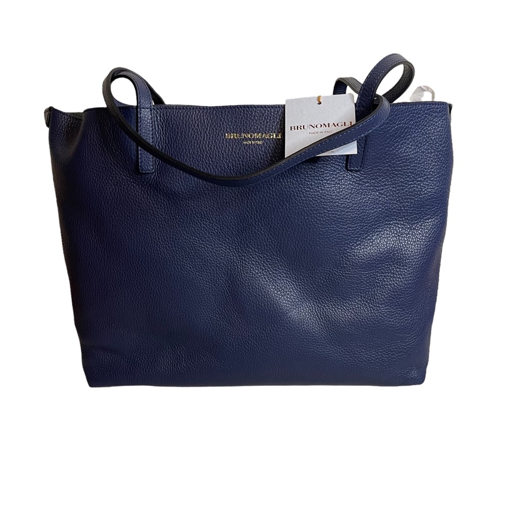Bruno Magli Leather Navy Everyday Tote Bag - Picture 6 of 11